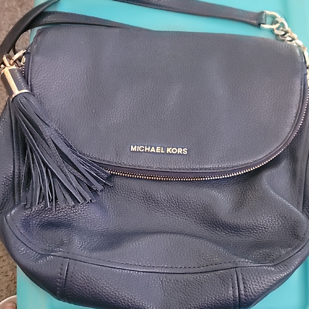 Michael Kors Dark Blue Crossbody Bag with Tassel